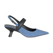 Denim Puntige Slingback met Elastische Band Vic Matié , Blue , Dames