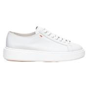 Witte Leren Sneakers met Voorsluiting Santoni , White , Dames