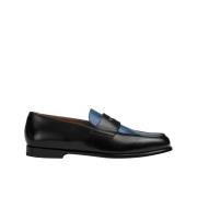 Heren leren loafers | zwart en lichtblauw Doucal's , Black , Heren