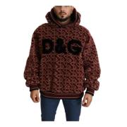 Oversized Wol Hooded Pullover Sweater Dolce & Gabbana , Red , Heren