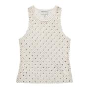 Elegante Visnet Tanktop met Parels Munthe , White , Dames