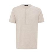 Beige Koreaanse Kraag T-shirt Made in Italy Corneliani , Beige , Heren