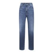 Blauwe Straight Leg Jeans met Monili Borduurwerk Brunello Cucinelli , ...