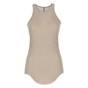 Geribbelde Zijdeblend Crewneck Top Rick Owens , Beige , Dames