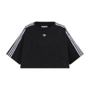 Korte T-shirt met logo Adidas Originals , Black , Dames