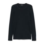 Navy Blue Crew Neck Sweater Fabiana Filippi , Blue , Dames