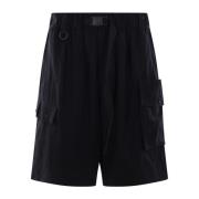 Zwarte Twill Elastische Taille Shorts Y-3 , Black , Heren