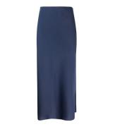 Blauwe Glanzende Satijnen Midi Rok Patrizia Pepe , Blue , Dames