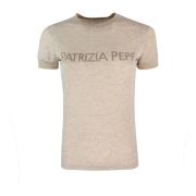 Korte Mouw Ronde Hals T-shirt Patrizia Pepe , Beige , Dames