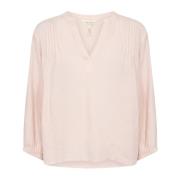 Mauve Krijt Blouse met Plooien Part Two , Pink , Dames