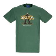 Groene Mannen Crew Neck T-Shirt Usual , Green , Heren