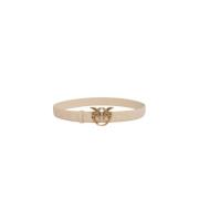 Love Birds Diamond Cut Leren Riem Pinko , Beige , Dames