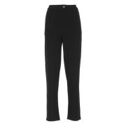 Zwarte Viscose Broek met Elastische Taille Fay , Black , Dames