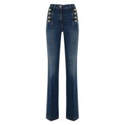 Hoge taille denim broek met flare Elisabetta Franchi , Blue , Dames