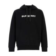 Zwarte Logo Print Hoodie Trui Burberry , Black , Heren