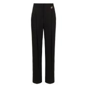 Crepe Broek met Achterzakken Elisabetta Franchi , Black , Dames