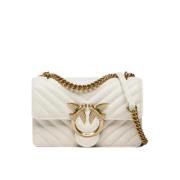 Gewatteerde Mini Love Tas met Chevron Pinko , White , Dames