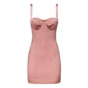 Roze Satijnen Bustier Jurk Dolce & Gabbana , Pink , Dames