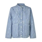 Gewatteerde Denimjas met Elegant Patroon Lollys Laundry , Blue , Dames