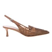 Petal Leren Mesh Slingback Baldinini , Beige , Dames