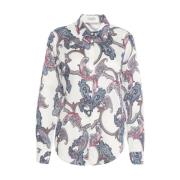 Witte Blouse met Trendy Print Himon's , Multicolor , Dames