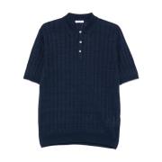 Blauw Geribbeld Poloshirt Stijlvol Boglioli , Blue , Heren