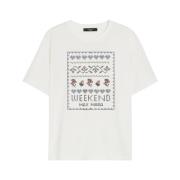 Kruissteek Print Wit T-shirt Max Mara , White , Dames