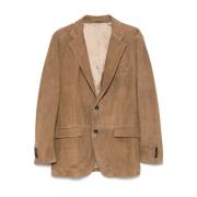 Bruine Suède Blazer met Tabakskleurige Knopen Lardini , Brown , Heren