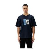 Katoenen Ronde Hals T-shirt Donkerblauw Hugo Boss , Blue , Heren