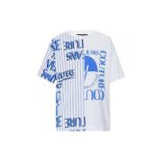 Wit en Blauw Grafisch Print T-shirt Versace Jeans Couture , White , He...