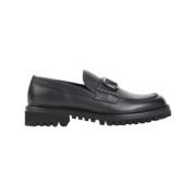 Klassieke Leren Loafers Valentino Garavani , Black , Heren