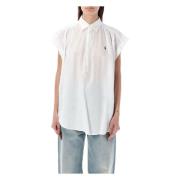 Linnen Popover Blouse Ralph Lauren , White , Dames