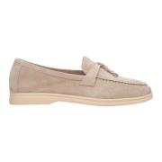 Beige Kwast Loafers voor vrouwen gemaakt van Velours Estro , Brown , D...