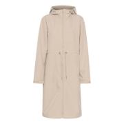 Softshell jas met capuchon en taillekoord Cream , Beige , Dames