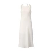 Linnen Midi Jurk met Cut-Out Patrizia Pepe , White , Dames