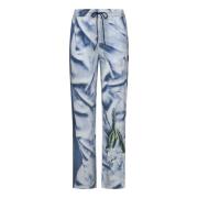 Heldere Blauwe Abstracte Print Zijden Broek Victoria Beckham , Multico...