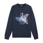 Mid Layers 3D Line Grafische Crew Neck Sweatshirt Lyle & Scott , Blue ...