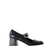 Zwarte leren Carmen Pumps met 5cm hak Carel , Black , Dames