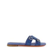 Kalfsleren Slippers Santoni , Blue , Dames