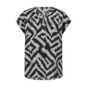 Geometrische Print V-Hals Shirt Soyaconcept , Black , Dames