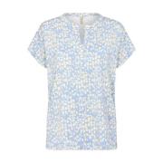 Geometrische Print V-Hals Shirt Blauw Soyaconcept , Blue , Dames