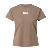 Logo Patch Katoenen T-shirt Maison Margiela , Brown , Dames