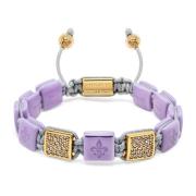 Women's Lavender Ceramic Flatbead Bracelet with Gold CZ Nialaya , Yell...