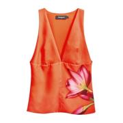 Dames Top Polyester Elastaan Collectie Desigual , Orange , Dames