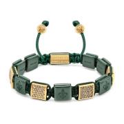 Women's Dark Green Ceramic Flatbead Bracelet with Gold CZ Nialaya , Ye...