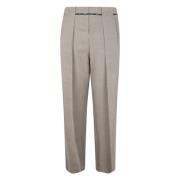 Taupe Geplooide Cupro Broek Balmain , Gray , Heren