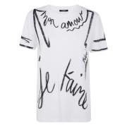 Gedrukt T-shirt voor stijlvol schrijven Balmain , White , Dames