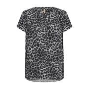 Luipaardprint V-hals Shirt Soyaconcept , Black , Dames