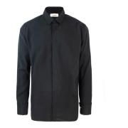 Zwarte Button-Up Shirt Modal Polyester A Paper Kid , Black , Heren