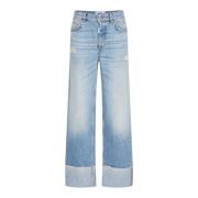 Vintage Medium Blue Denim Flare Jeans Ball , Blue , Dames